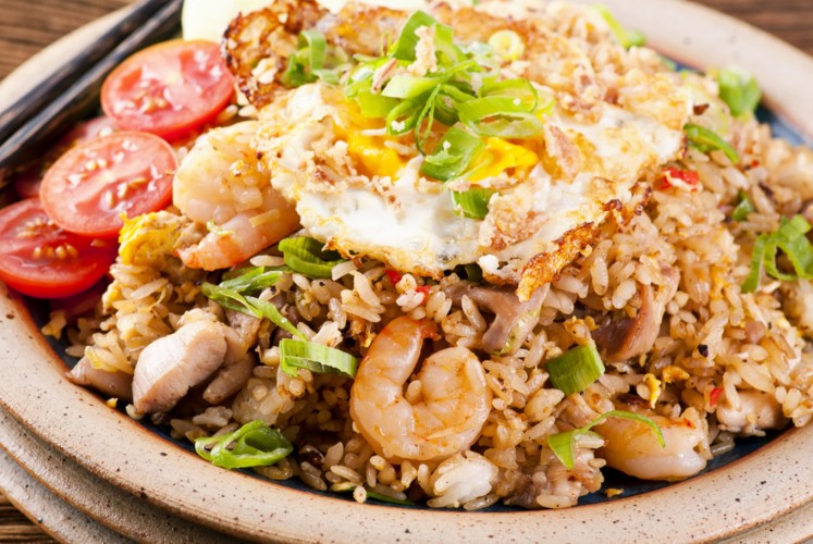 Nasi goreng (fried rice), a common street food in Indonesia.