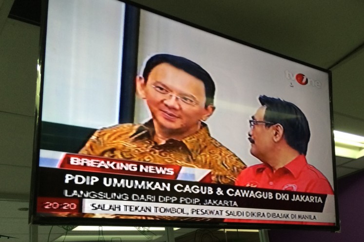 PDI-P officially backs Ahok-Djarot for Jakarta election