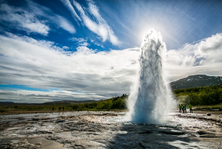 Erupting geysers in Iceland.