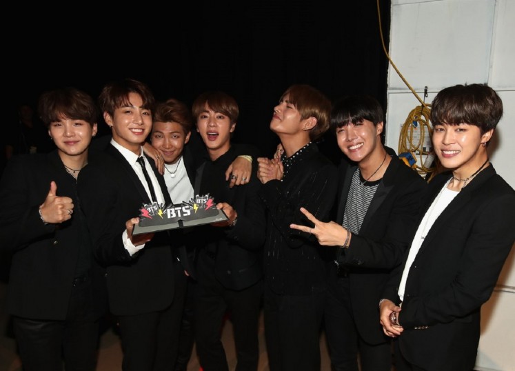 BTS grabbed the award in the top social artist category at the Billboard Music Awards on Monday.