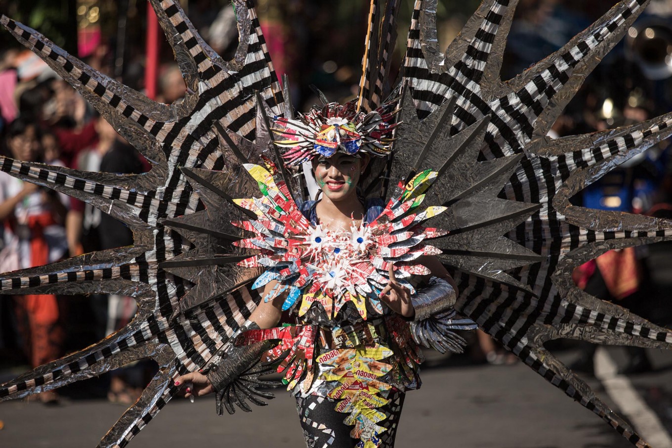 A Balinese woman performs during the opening of the 39th Bali Art Festival at the Bajra Sandhi Monument in Denpasar. Image: JP/Agung Parameswara