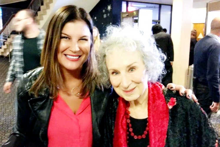 Treasured moment: Sharon Karyasa (left) poses with renowned Cannadian writer Margaret Atwood at the launch of The Handmaid's Tale.