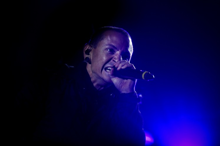 This file photo taken on May 26, 2012 shows Chester Bennington during the Rock in Rio Lisboa music festival. Bennington, the lead singer of chart-topping hard rock band Linkin Park, has died in an apparent suicide, the Los Angeles coroner's office said on July 30, 2017. He was 41.