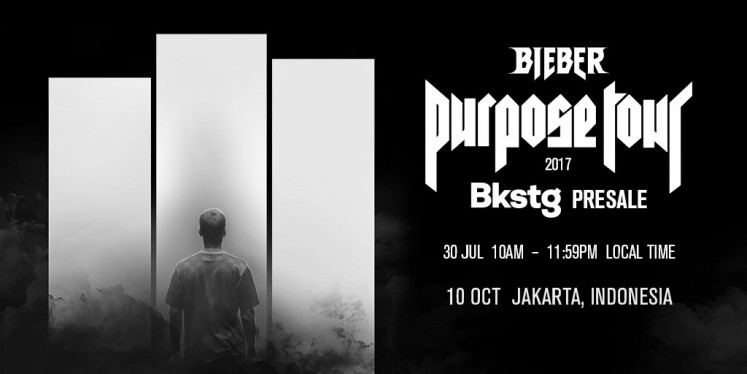 Image posted by Bkstg Twitter account before being deleted moments later, showing the concert's presale registration. It was captured by one of Bieber's Indonesian fans. 