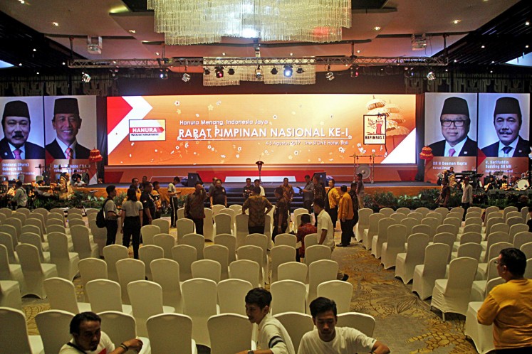 The venue of the Hanura Party's National Leadership Meeting in Kuta, Bali, on Thursday. President Joko 