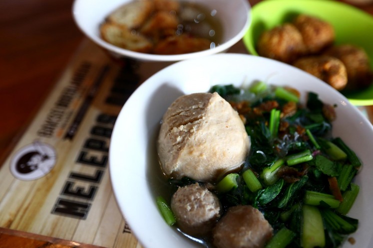 Bakso with cheese filling at Bakso Boedjangan. 