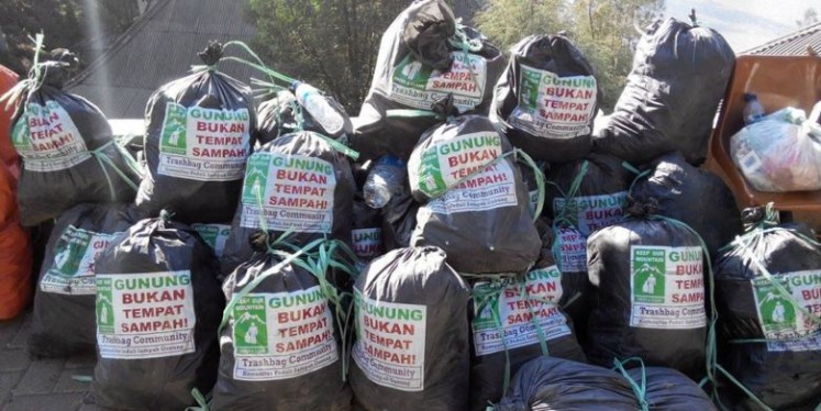Waste collected from Mount Semeru in East Java during Sapu Jagad 2015. 
