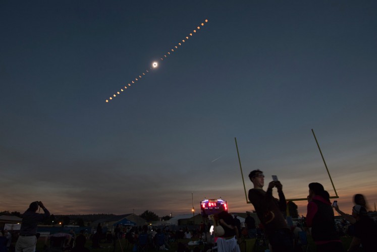 A composite image of the total solar eclipse seen from the Lowell Observatory Solar Eclipse Experience August 21, 2017 in Madras, Oregon. 
