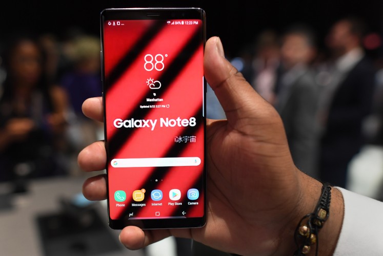 The Samsung Galaxy Note 8 is unveiled at the Samsung Galaxy Unpacked 2017 event on August 23, 2017 in New York. Samsung executives introduced the Note 8 