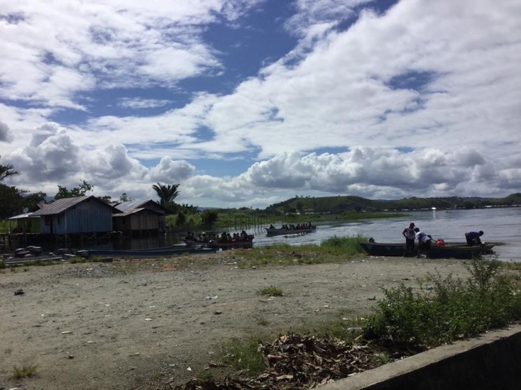 Less developed: A quay in Yahim village near Sentani Lake, Papua, remains the only access point for people in the village to travel to Sentani, Jayapura regency.