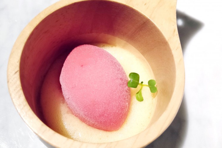 Fish treat: Tamarillo and passion fruit sorbet is served before dessert to cleanse the palate.