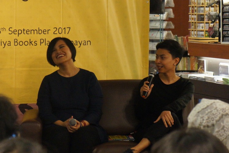 (from left to right) writer Stella Ang and illustrator Marisa Santosa.