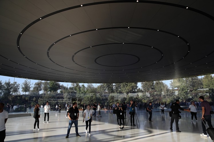 A view of the Steve Jobs Theatre at Apple Park on September 12, 2017 in Cupertino, California. 