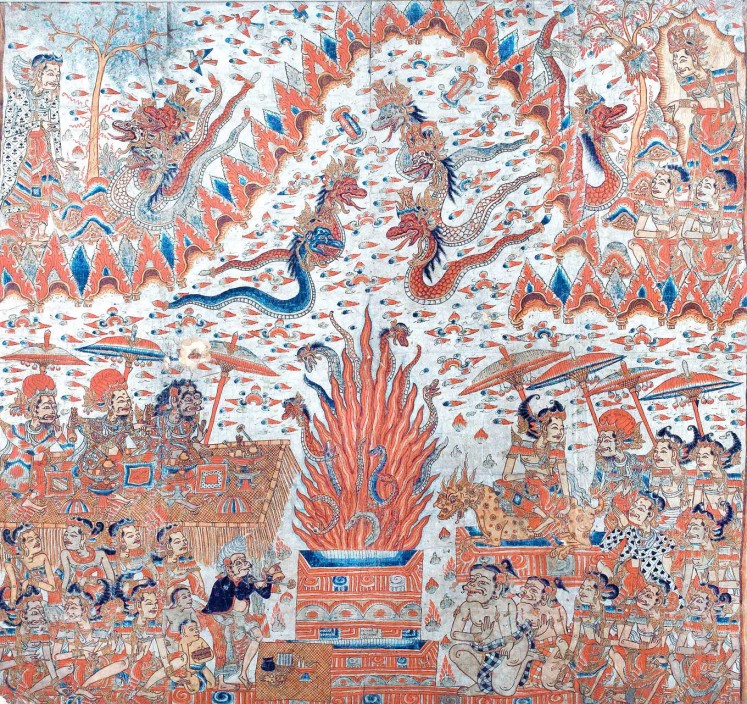 Historic: Sarpa Yadnya (the snake sacrifice) is one of the precious Kamasan-style paintings on display at the Nyoman Gunarsa Museum.