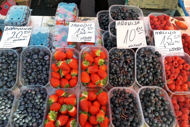 Fresh offerings: Different kinds of produce are for sale at the Dolac in Zagreb.