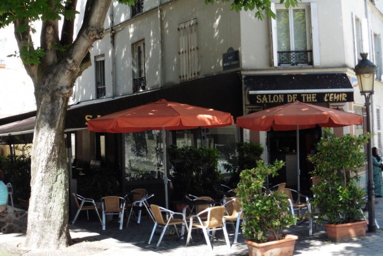 A typical street-side cafe in Paris.