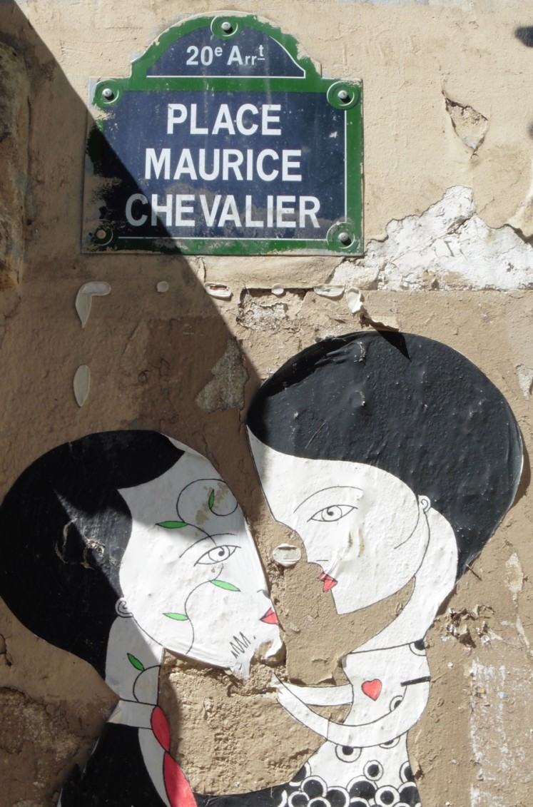 A mural found at Place Maurice Chevalier, a square in the 20th district of the city.