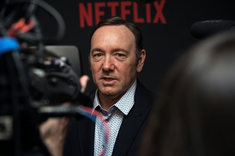 This file photo taken on February 23, 2016 shows actor Kevin Spacey arriving for the season 4 premiere screening of the Netflix show 'House of Cards' in Washington, DC. 