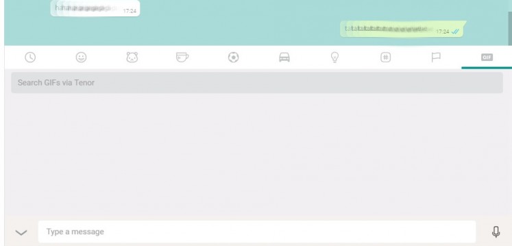 WhatsApp's desktop version redirects to a blank screen when trying to access its GIF feature. 