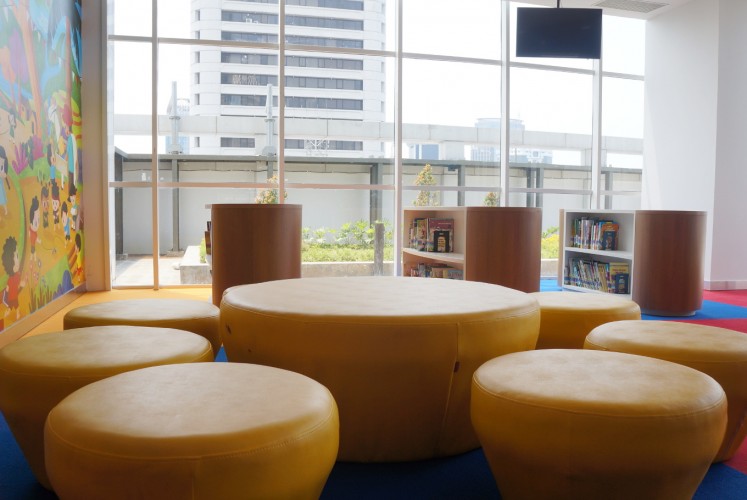 One of the seating areas at the Children Service room on the seventh floor of the National Library of Indonesia. 