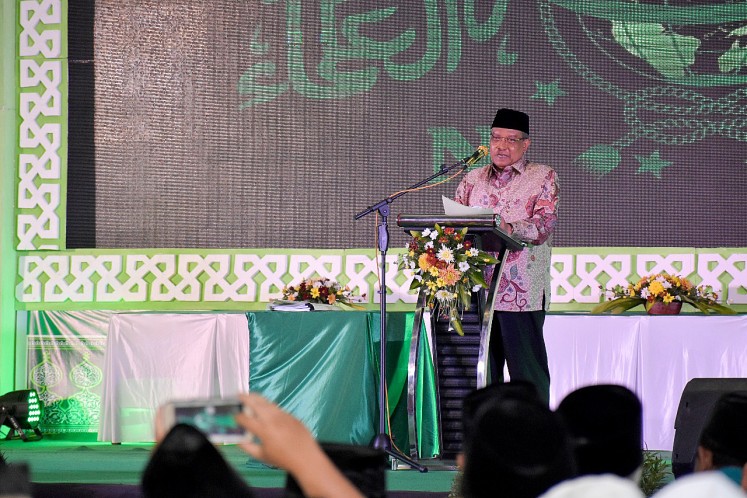 Against radicalism: Indonesia's largest Islamic organization (NU) chairman Said Aqil Siradj said politics must be free from religious sentiments and money politics at the closing ceremony of the NU national meeting in West Lombok, West Nusa Tenggara, on Nov.25.