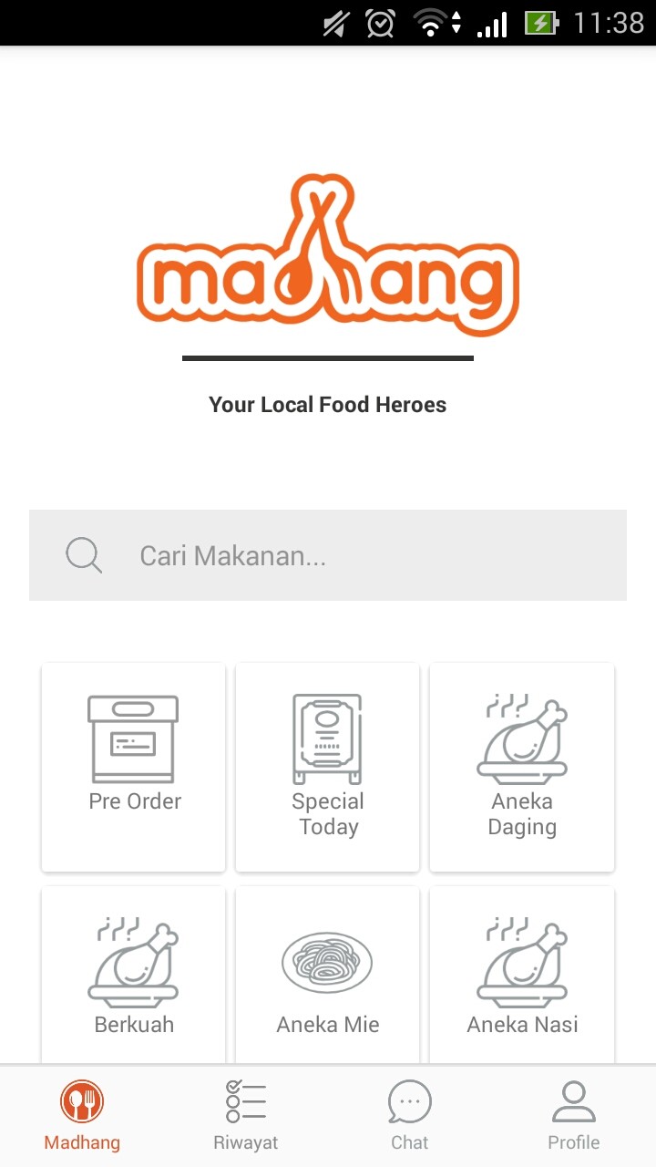 Homepage of the Madhang app for Android users.