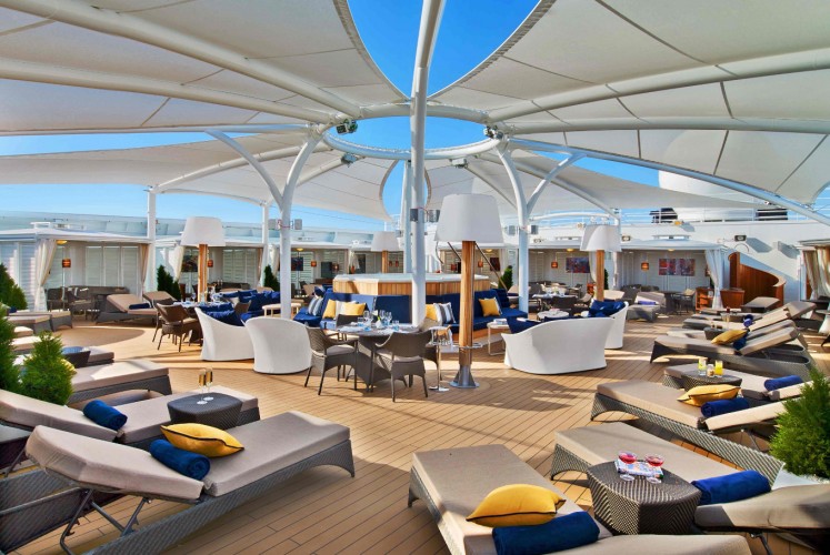 A sun deck on the Seabourn Encore, now taking travelers on intrepid trips around Alaska.