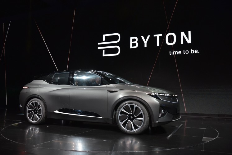 The Byton connected car is seen during its launch at CES 2018 in Las Vegas on January 7, 2018.