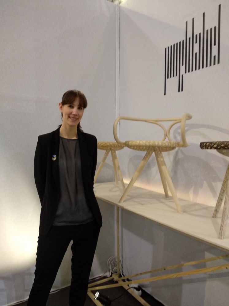 Anne de Jongh poses with her rattan products at her brand Jonghlabel's booth at Maison&Objet on  Jan. 20.