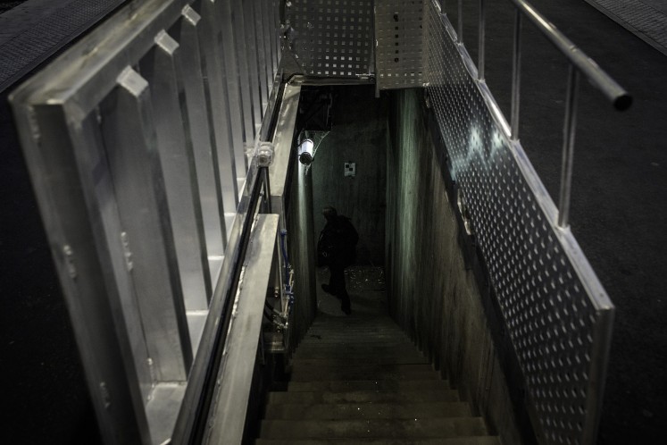 This picture taken on January 23, 2018, shows the access door to a World War II bunker located under the Gare de l'Est (the East railway station) in Paris. 