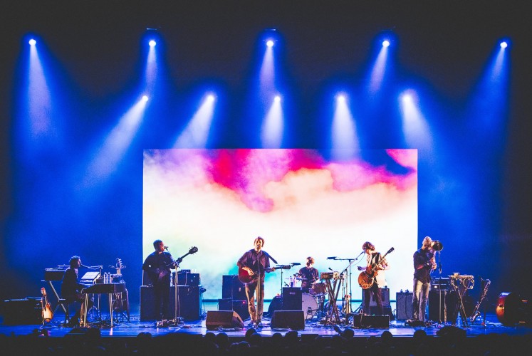 Ready to jam: Fleet Foxes take to the stage at the Esplanade Theatre in Singapore during a concert.