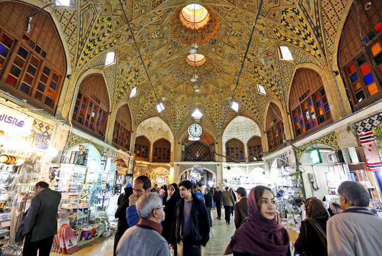 Bargain hunting: Iranians shop at Tehran's historic Grand Bazaar.