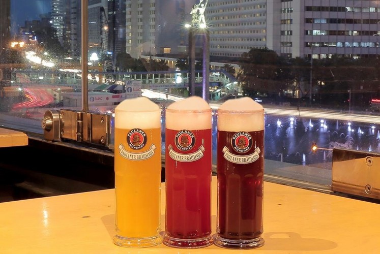 The beers at Paulaner Brauhaus, Central Jakarta. 