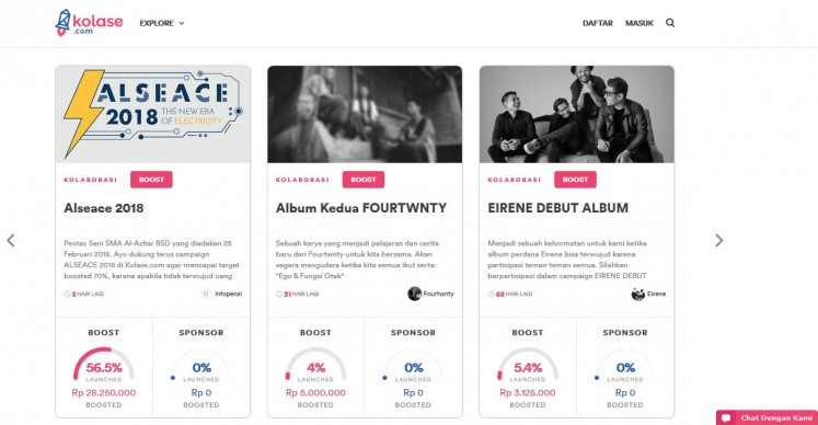 The homepage of 'Kolase.com'.