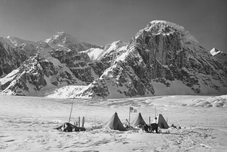 An archival image of the Sheldon family patriarchs on a pre-statehood, Alaskan exploration.