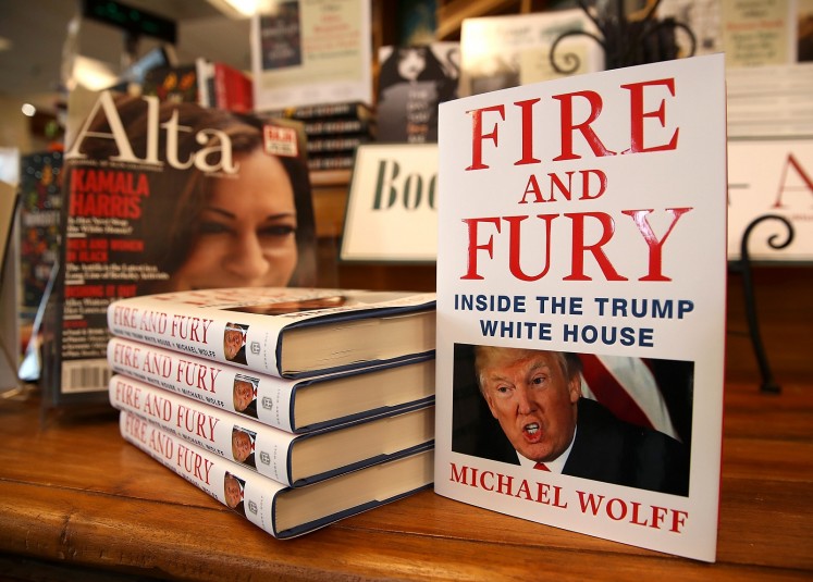 Copies of the book 'Fire and Fury' by author Michael Wolff are displayed on a shelf at Book Passage on January 5, 2018 in Corte Madera, California. 