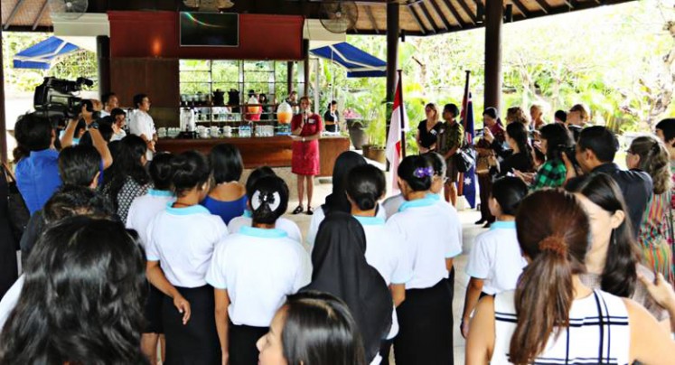 Strengthening partnership: Australian Consul General to Bali Helena Studdert welcomes guests of a high tea on Thursday to celebrate International Women’s Day.