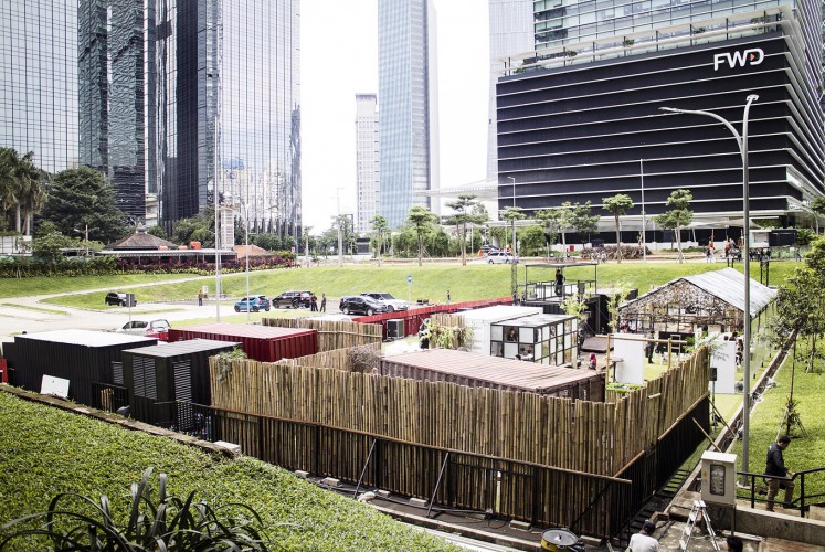 From a far: A view of the Hashida: Project Evolution exhibition, with a 'portacamp' concept, in Lot 16, SCBD.