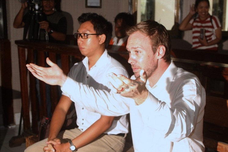Accused: Australian citizen Joshua James Baker attends his case hearing at the Denpasar District Court in Bali on March 13. 