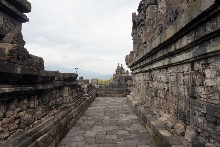One of the alleys at Borobudur Temple in Magelang, Central Java. 