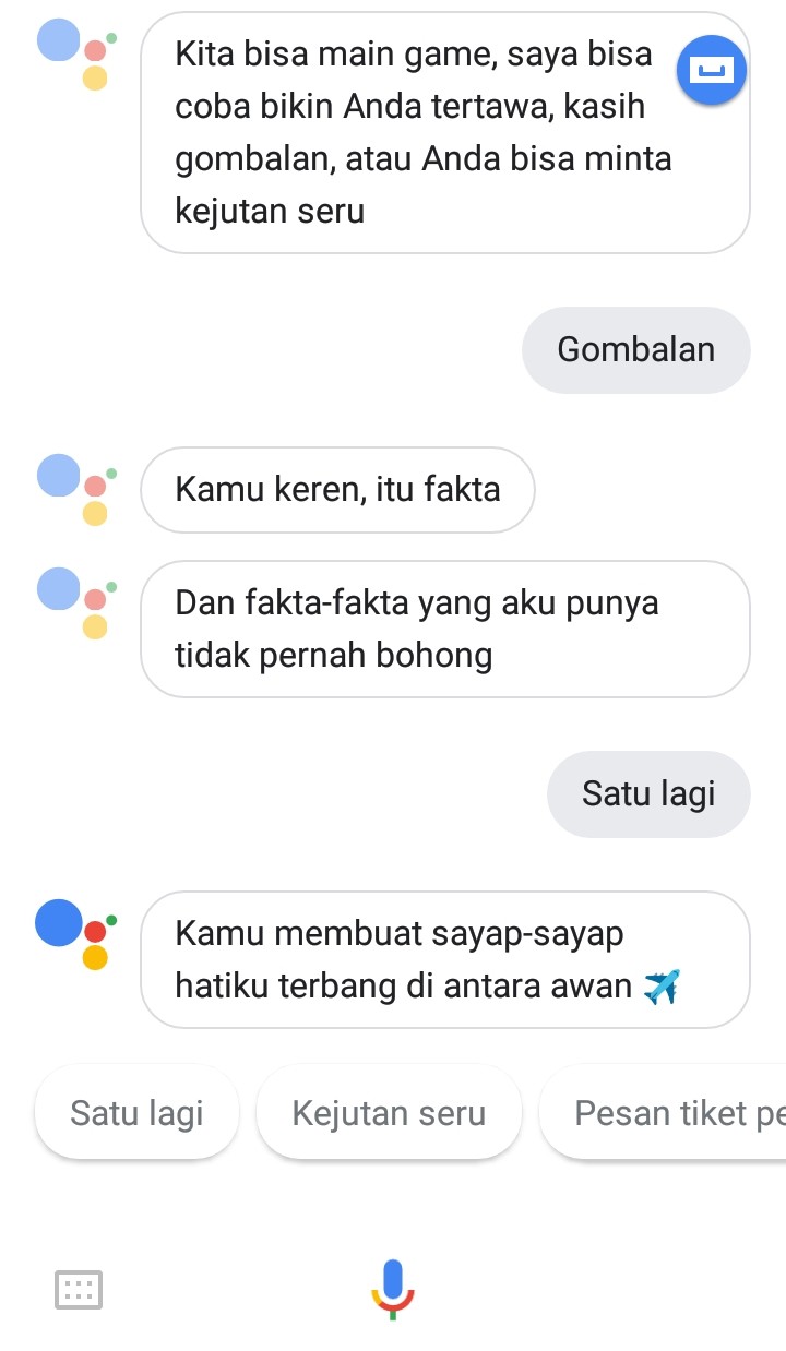 Google Assistant when persuading in Indonesian.