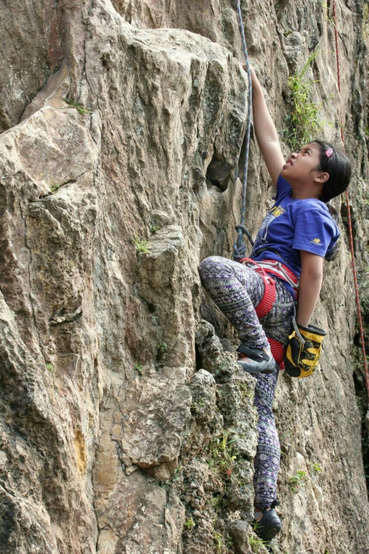 This is a glimpse of Aisha Ranianda, or Icha while doing what she
loves the most. Wall climbing has been a big part of her life since she was just a kid.