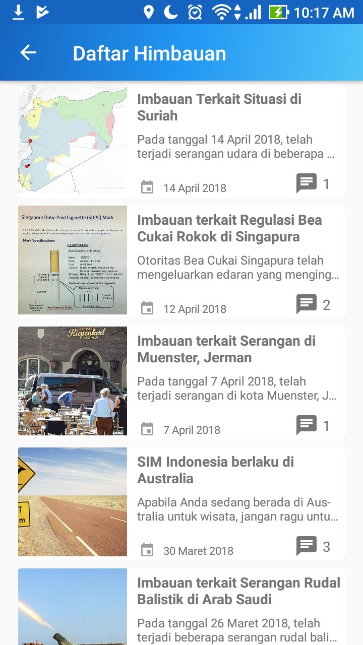 The Safe Travel app has a special page feed for regularly updated travel news.