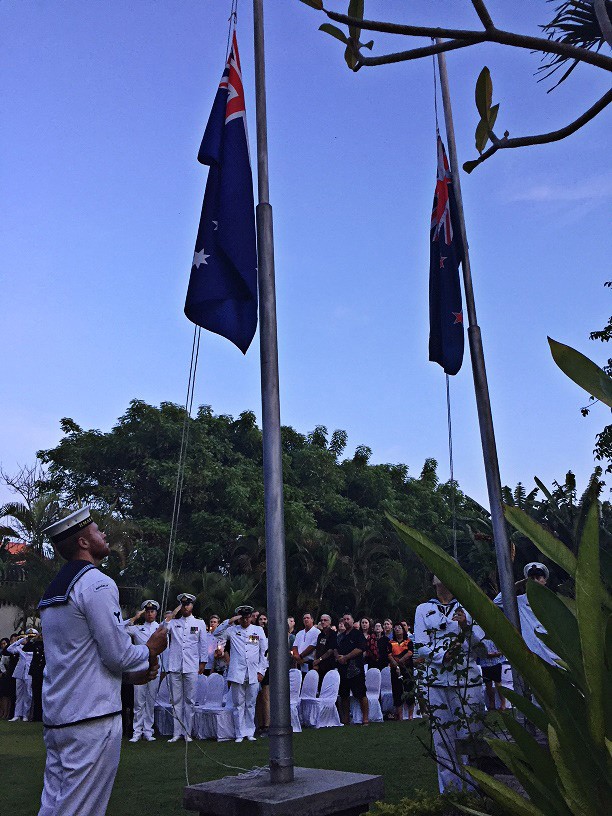 Remembering the forgotten: Servicemen put out the Australian national flag during the commemoration of the ANZAC Day held by the Australian Consulate General in Bali on April 25. along with representatives of the New Zealand Embassy in Jakarta.