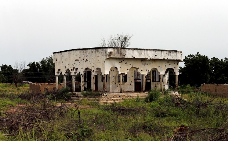 A bullet riddled mosque is pictured along Konduga-Bama road in Bama, Borno, Nigeria, August 31, 2016.