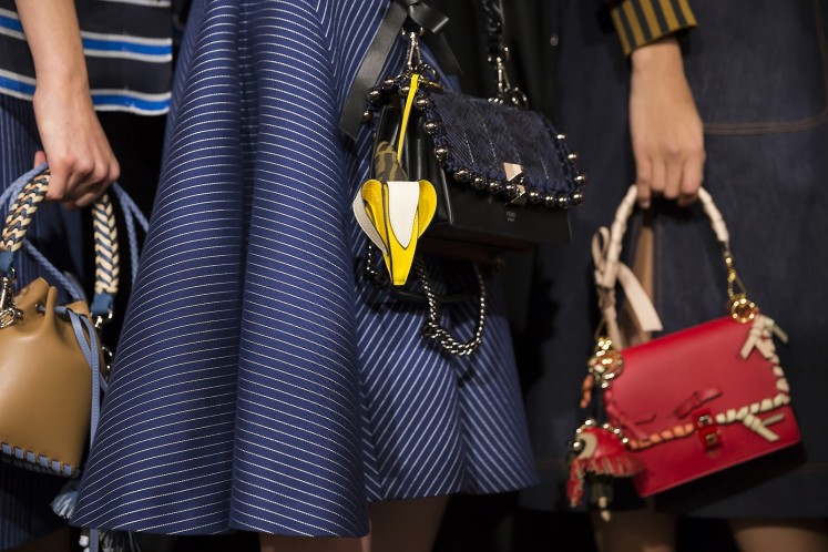 The Kan I bag is seen backstage of the Fendi SS 2018 show.