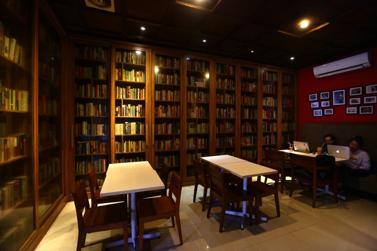 The Reading Room's library-themed space.
