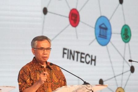 Making a point: Financial Services Authority (OJK) chairman Wimboh Santoso speaks at the first Next Indonesian Unicorn (NextICorn) Summit in Nusa Dua, Bali, on Thursday.