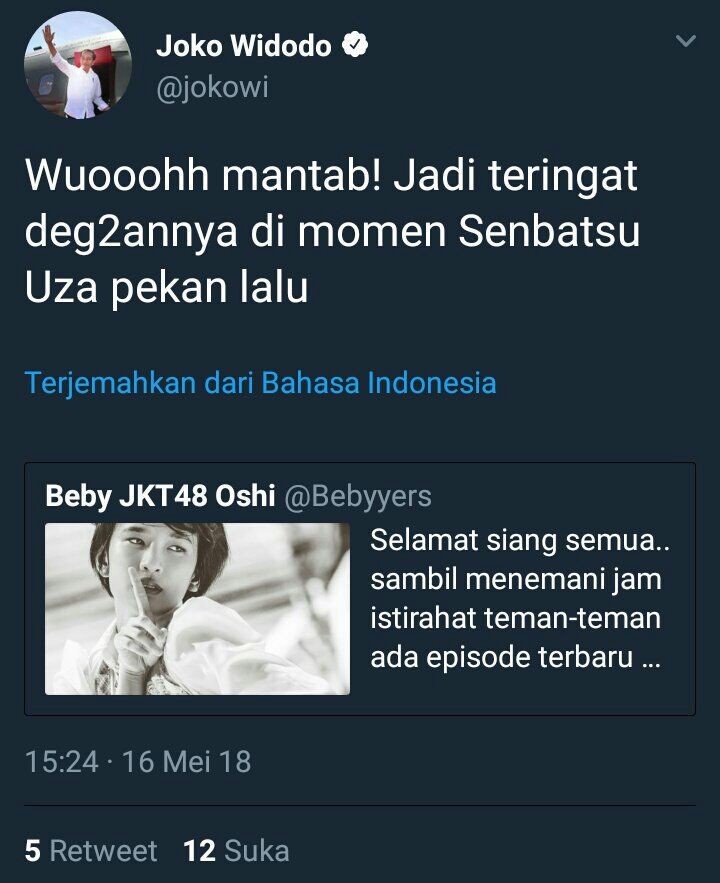 The tweet has been deleted from Jokowi's account. 