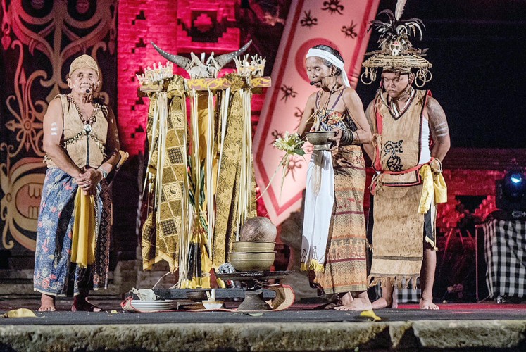 Blessing: Elders of the Dayak Maanyan tribe perform a ritual at the opening of the festival.